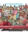 Children's wall mural - Colourful city | FEEBY