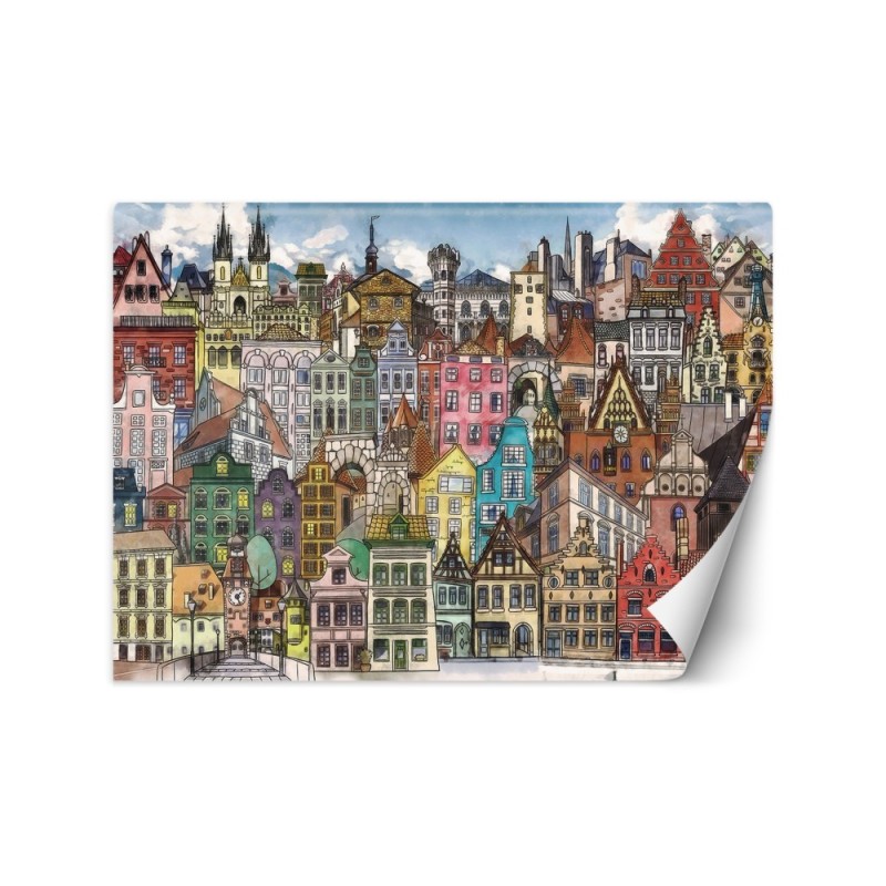 Children's Wallpaper - Colourful city | FEEBY