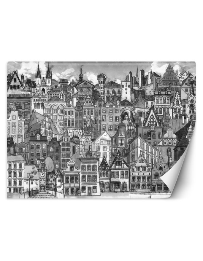 Children's Wallpaper - Black and white city | FEEBY