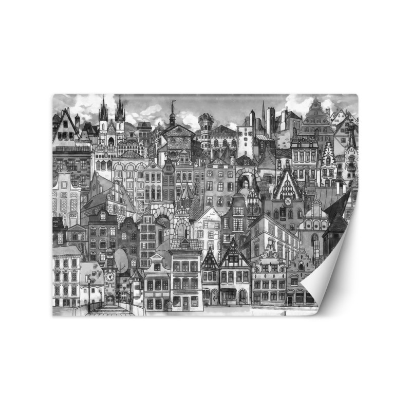 Children's Wallpaper - Black and white city | FEEBY