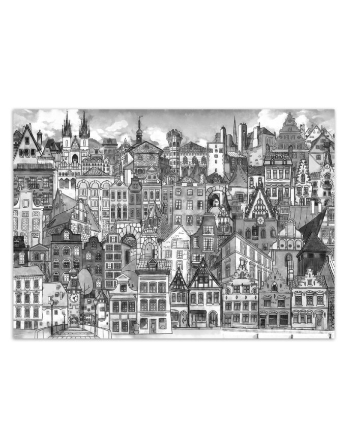 Children's Wallpaper - Black and white city | FEEBY
