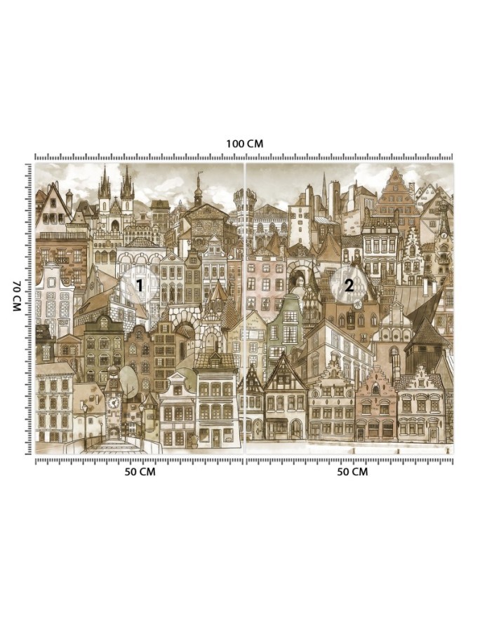 Children's room Wallpaper - Retro city | FEEBY