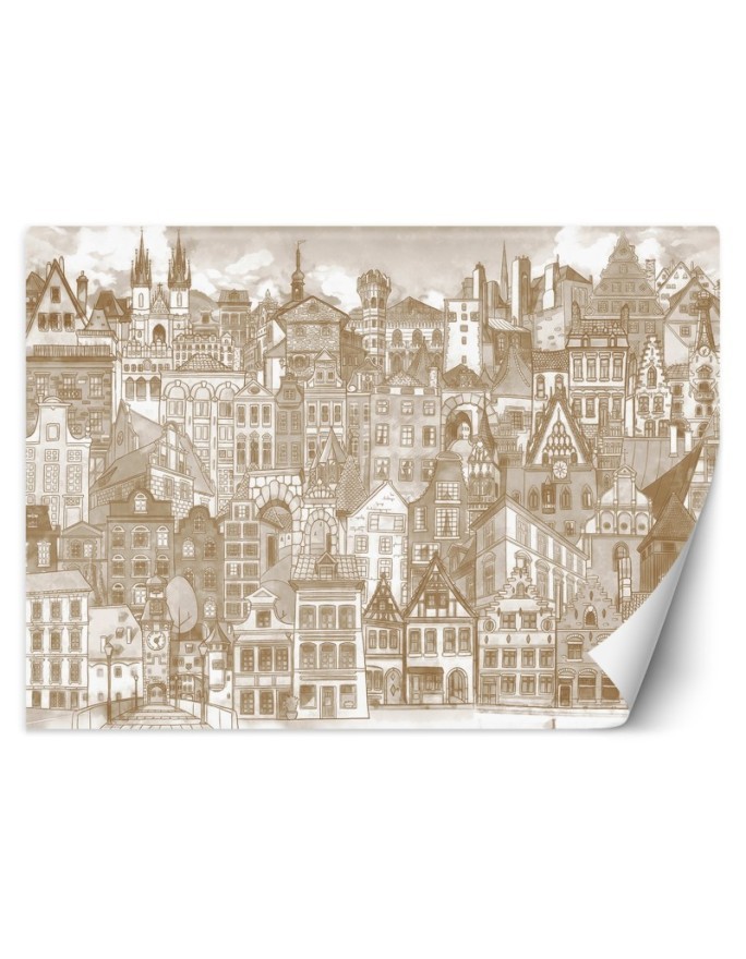 Children's room Wallpaper - Cheerful vintage city | FEEBY