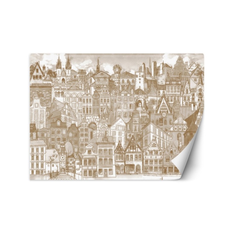 Children's room Wallpaper - Cheerful vintage city | FEEBY