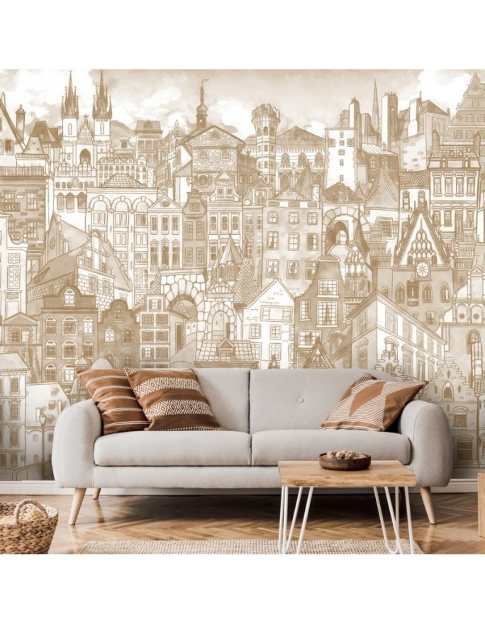 Children's room Wallpaper - Cheerful vintage city | FEEBY