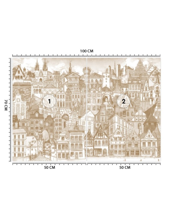 Children's room Wallpaper - Cheerful vintage city | FEEBY
