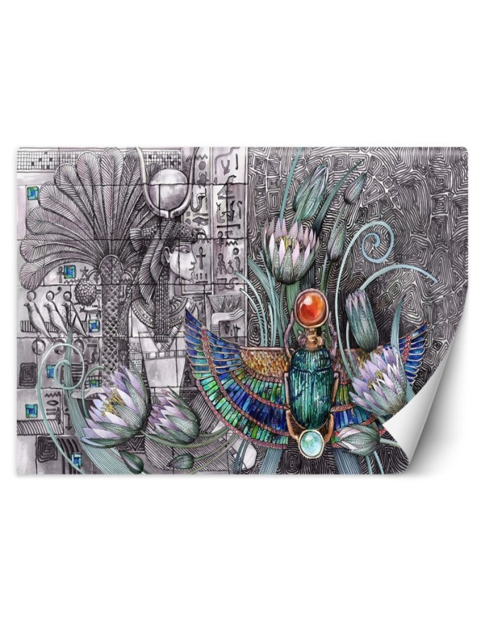 Wallpapers for the living room - Egyptian hieroglyphs and scarab | FEEBY