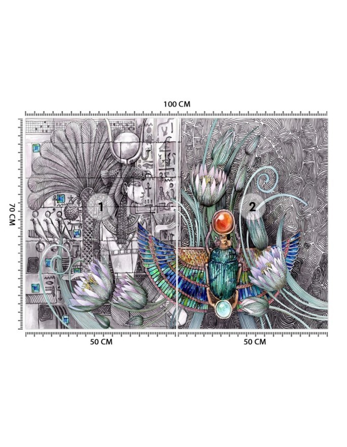 Wallpapers for the living room - Egyptian hieroglyphs and scarab | FEEBY