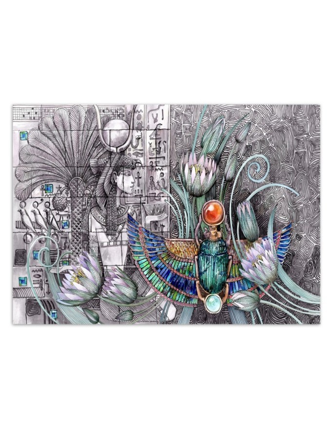 Wallpapers for the living room - Egyptian hieroglyphs and scarab | FEEBY