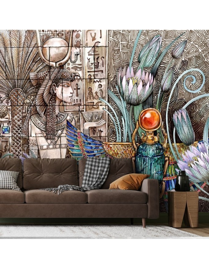 Decorative Wallpaper - Egyptian hieroglyphs scarab | FEEBY