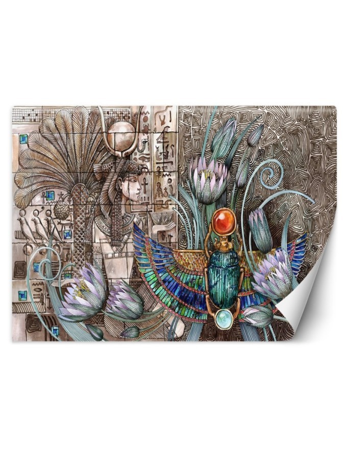 Decorative Wallpaper - Egyptian hieroglyphs scarab | FEEBY
