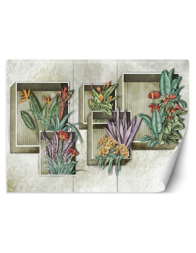 Stylish Wallpaper - Square abstract with flowers | FEEBY
