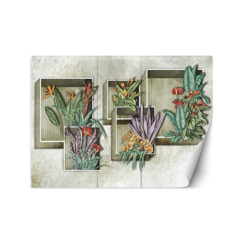 Stylish Wallpaper - Square abstract with flowers | FEEBY