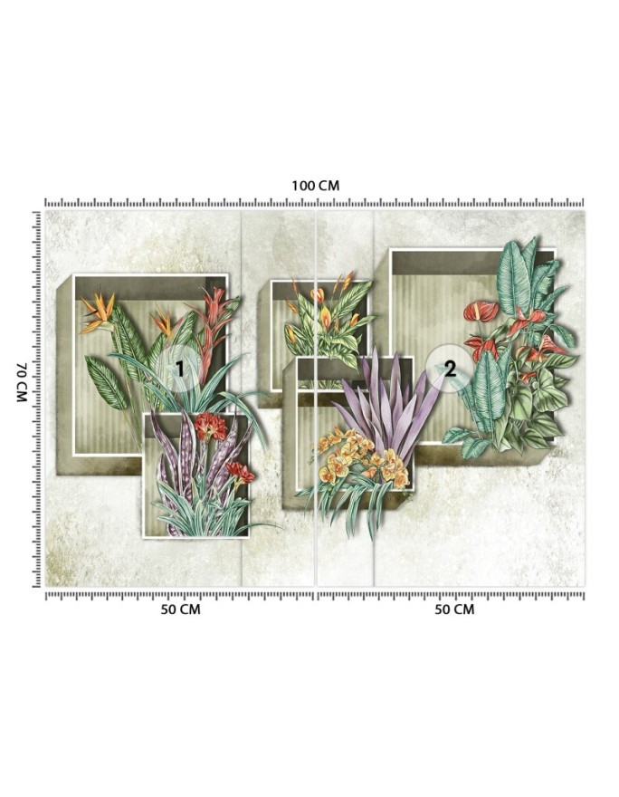 Stylish Wallpaper - Square abstract with flowers | FEEBY