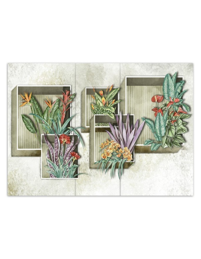 Stylish Wallpaper - Square abstract with flowers | FEEBY
