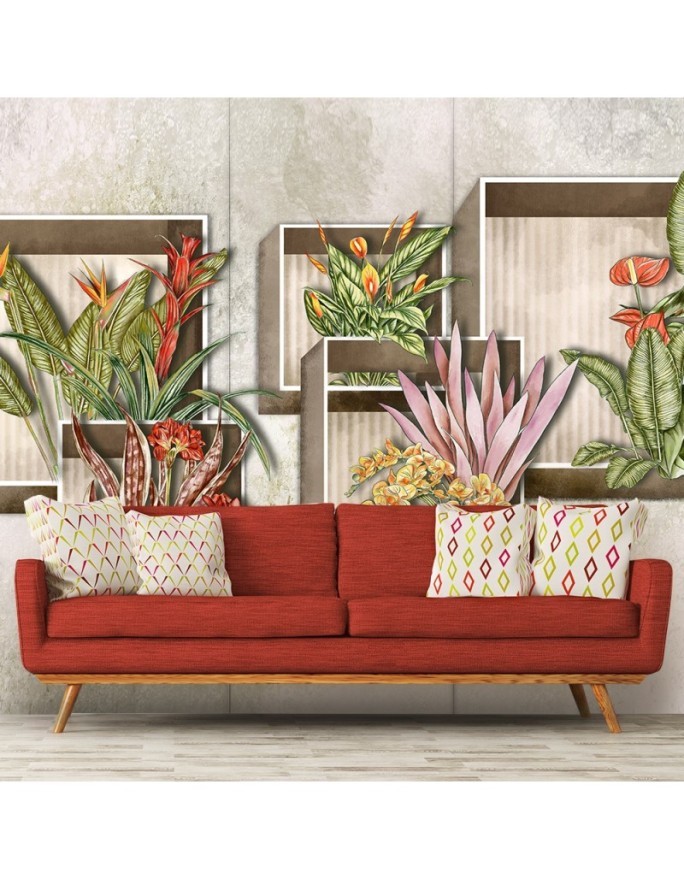 Original Wallpaper - Square abstraction with flowers | FEEBY