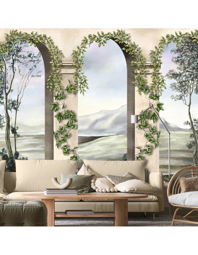 Stylish Wallpaper - Columns arches ivy | FEEBY