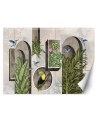 Wallpaper - Shapes in wall with plants and birds toucan hummingbird | FEEBY