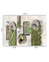Wallpaper - Shapes in wall with plants and birds toucan hummingbird | FEEBY