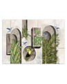 Wallpaper - Shapes in wall with plants and birds toucan hummingbird | FEEBY