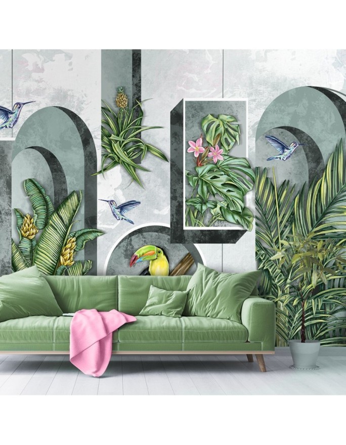 Fleece wall mural - Columns arches ivy | FEEBY