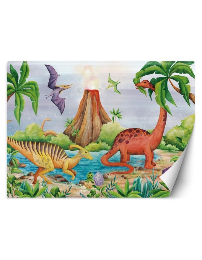 Children's wall mural - Dinosaurs on a lake | FEEBY