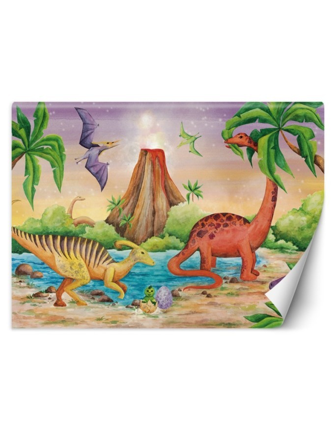 Children's room wall mural - Dinosaurs at the lake | FEEBY