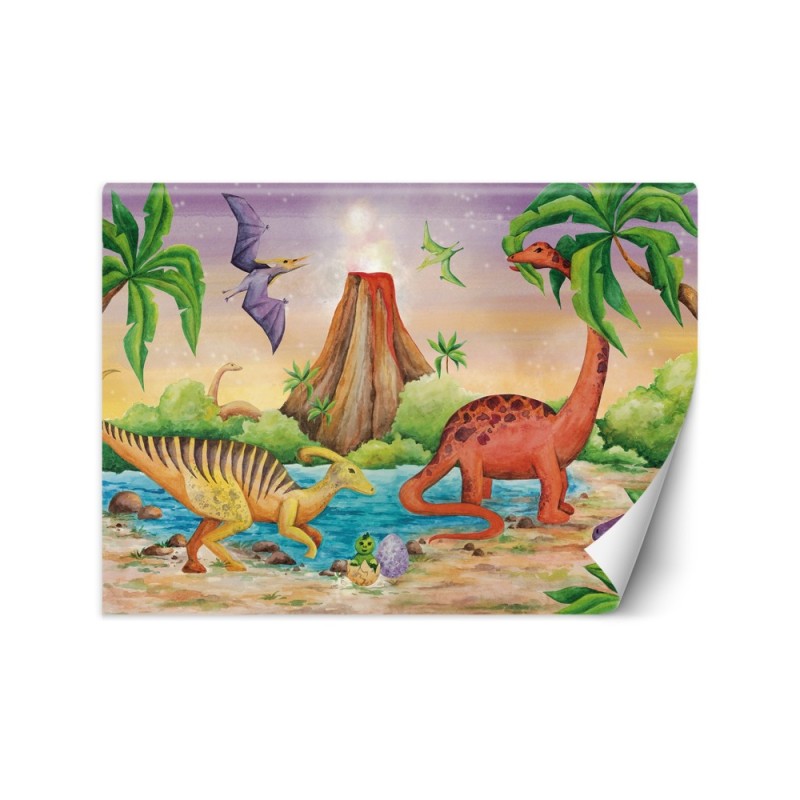Children's room wall mural - Dinosaurs at the lake | FEEBY
