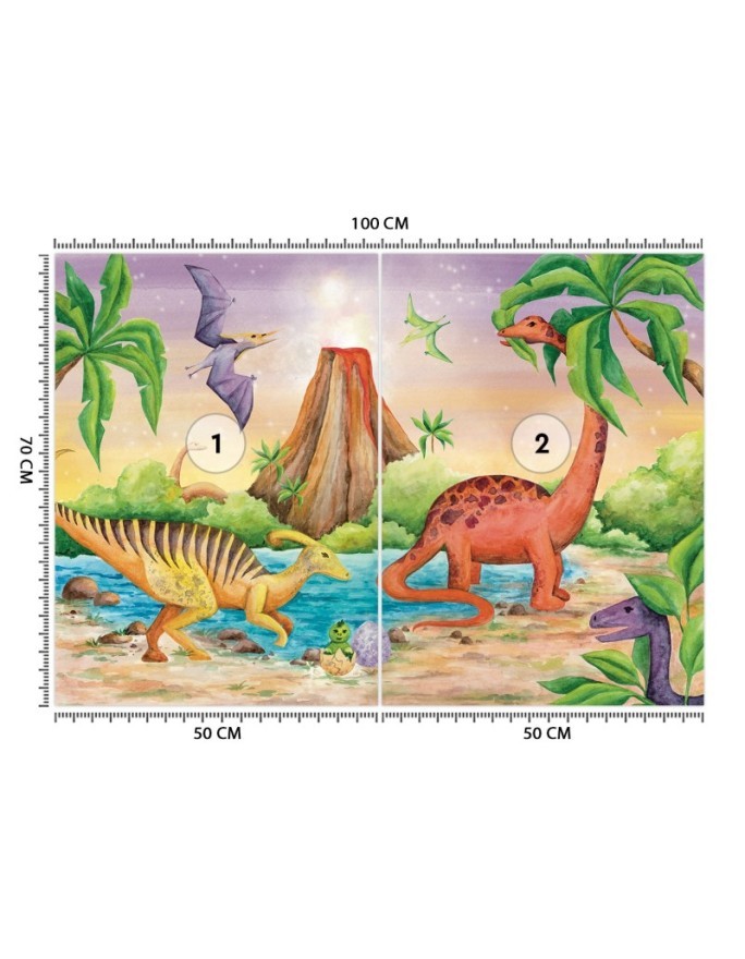 Children's room wall mural - Dinosaurs at the lake | FEEBY
