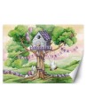 Children's wall mural - White rabbits hut in the tree | FEEBY