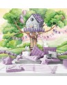 Children's wall mural - White rabbits hut in the tree | FEEBY