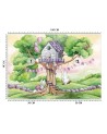 Children's wall mural - White rabbits hut in the tree | FEEBY