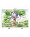 Children's wall mural - White rabbits hut in the tree | FEEBY
