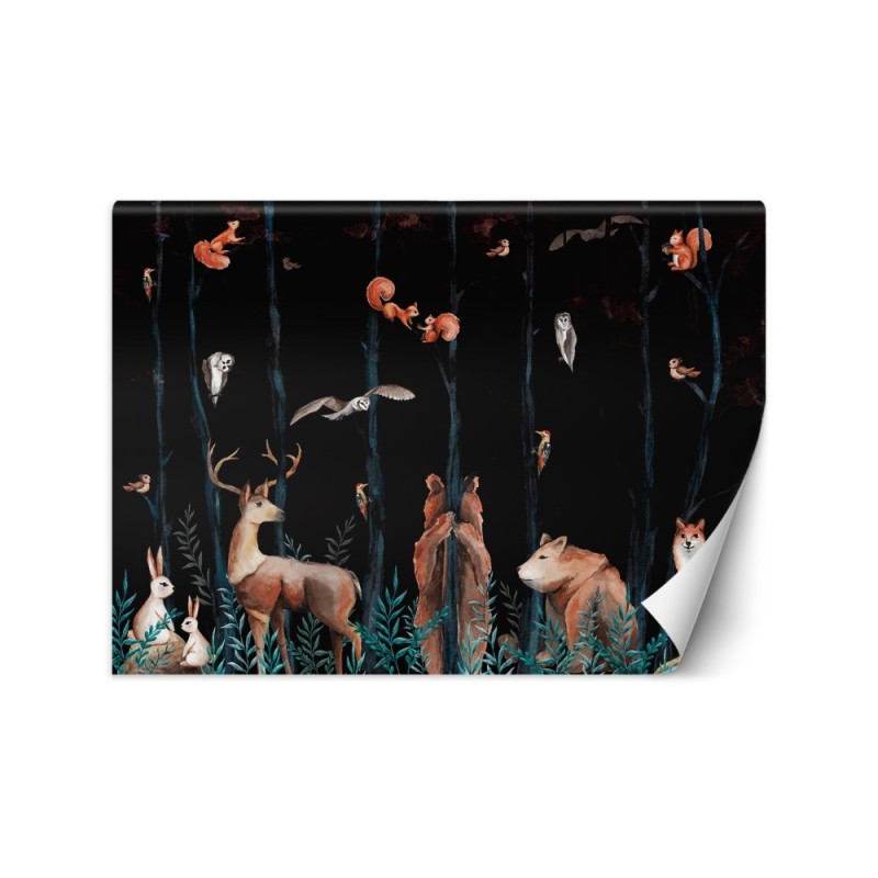 Children's wall mural - Forest animals deer bear fox | FEEBY