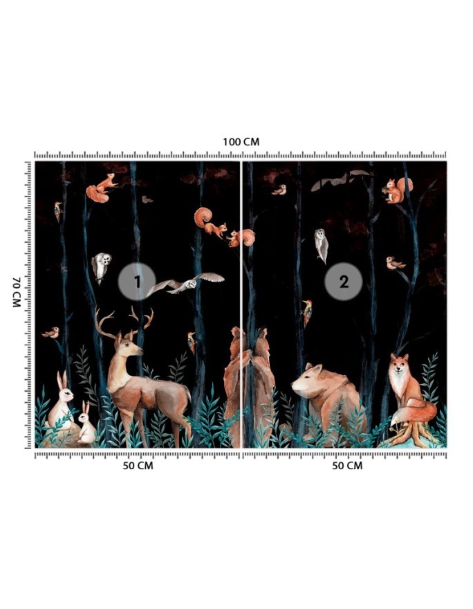 Children's wall mural - Forest animals deer bear fox | FEEBY