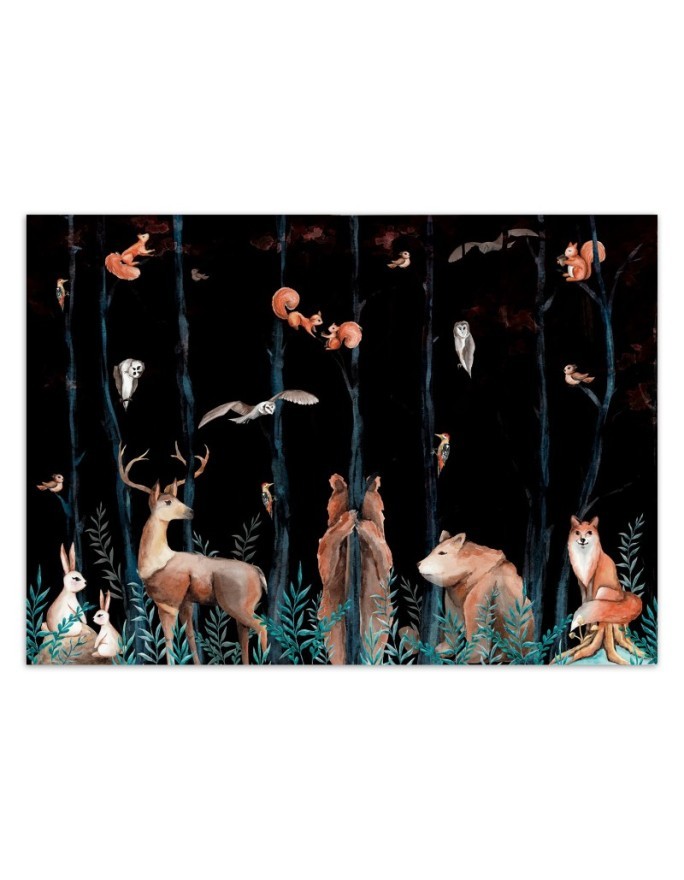 Children's wall mural - Forest animals deer bear fox | FEEBY