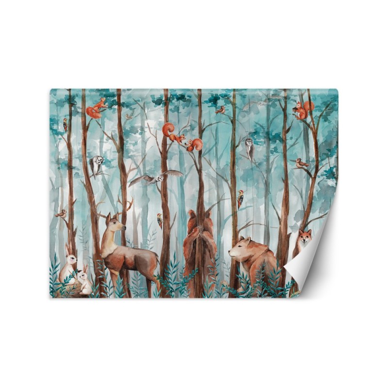 Children's wall mural - Forest animals deer bear fox | FEEBY