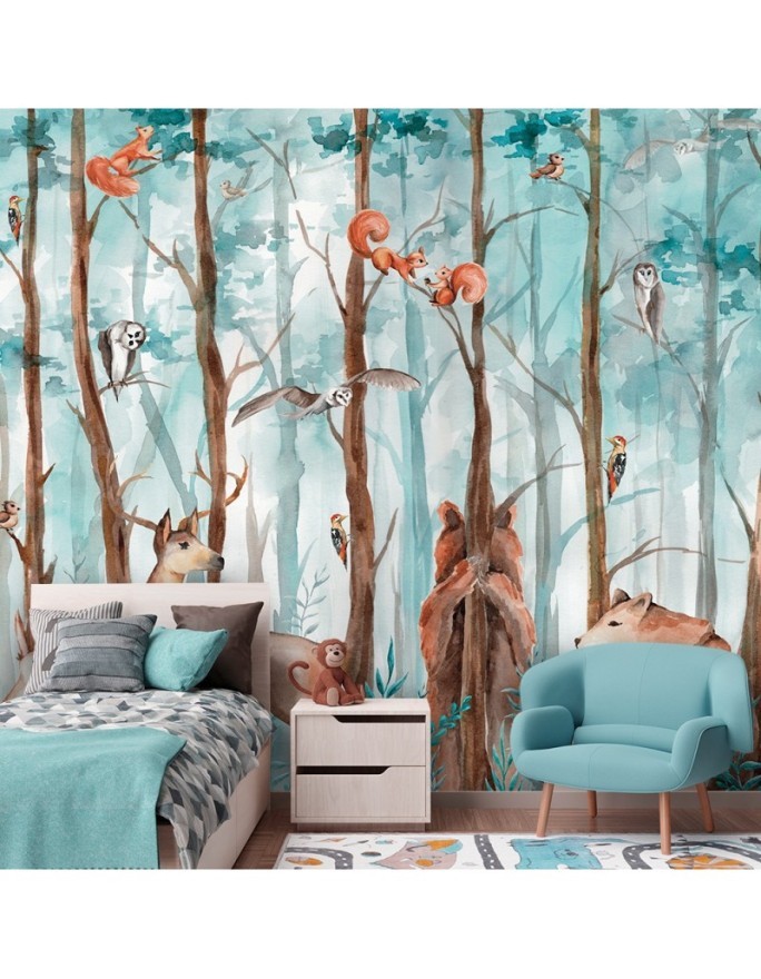 Children's wall mural - Forest animals deer bear fox | FEEBY