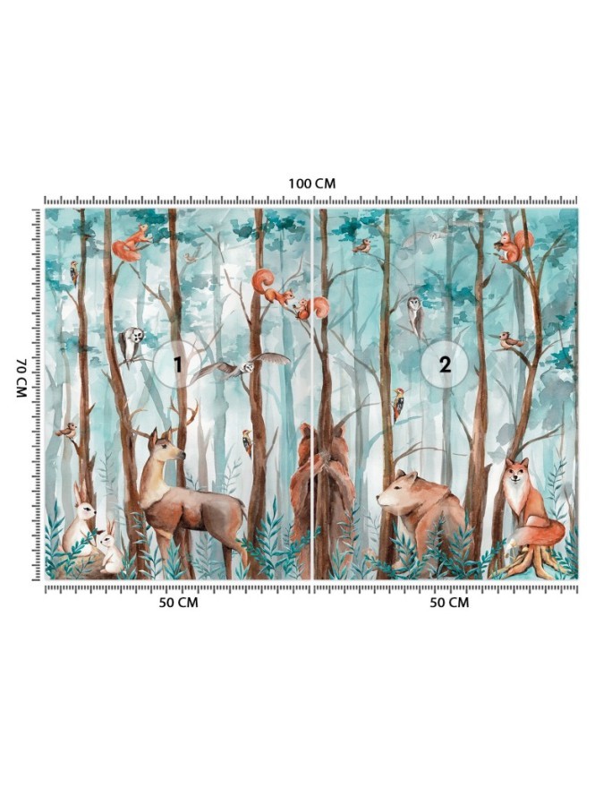 Children's wall mural - Forest animals deer bear fox | FEEBY