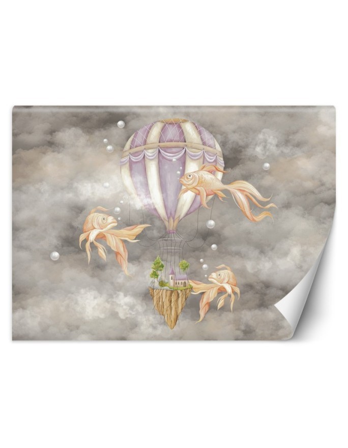 Children's room wall mural - Balloon fish house | FEEBY