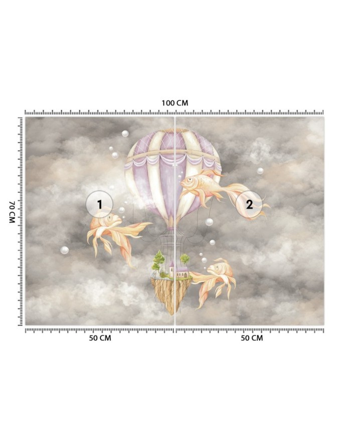 Children's room wall mural - Balloon fish house | FEEBY