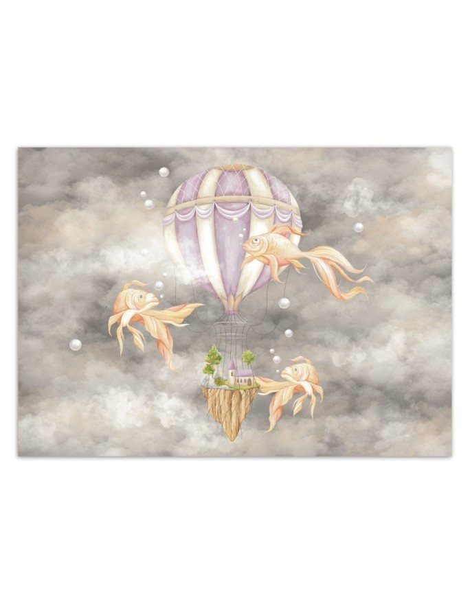 Children's room wall mural - Balloon fish house | FEEBY