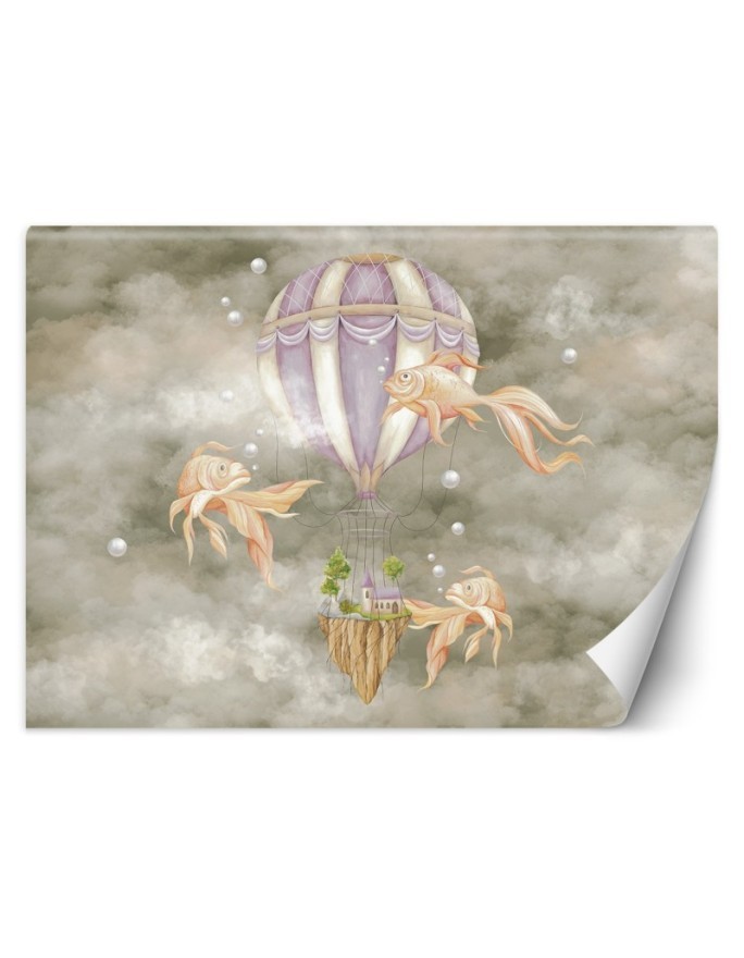 Children's room Wallpaper - Balloon fish house | FEEBY