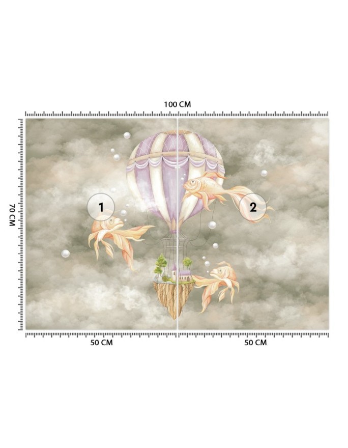 Children's room Wallpaper - Balloon fish house | FEEBY