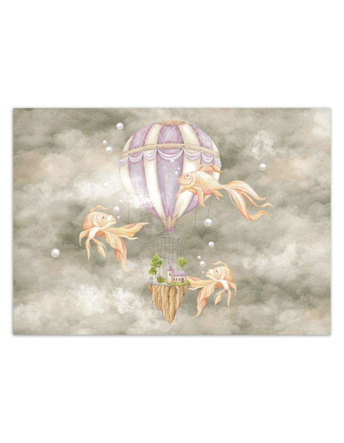 Children's room Wallpaper - Balloon fish house | FEEBY