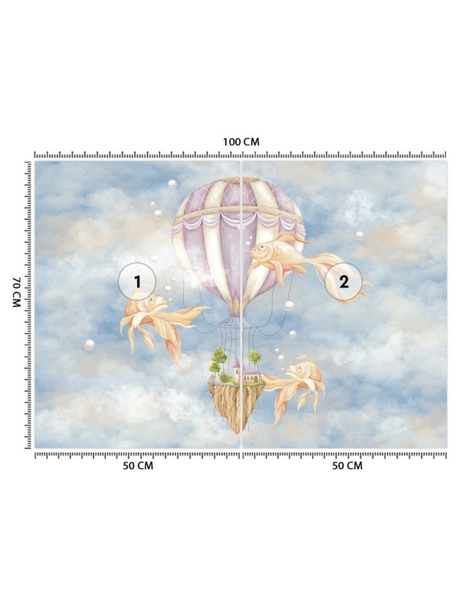 Children's room mural - Balloon fish house | FEEBY