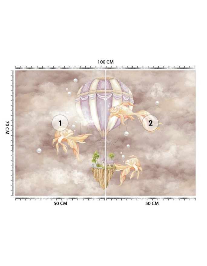 Children's room mural - Balloon fish house | FEEBY