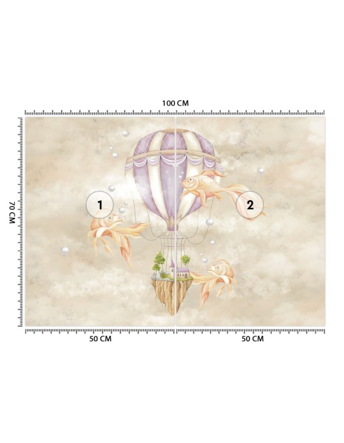 Children's room mural - Balloon fish house | FEEBY