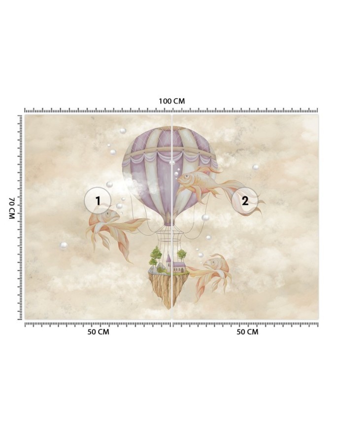 Children's room mural - Balloon fish house | FEEBY