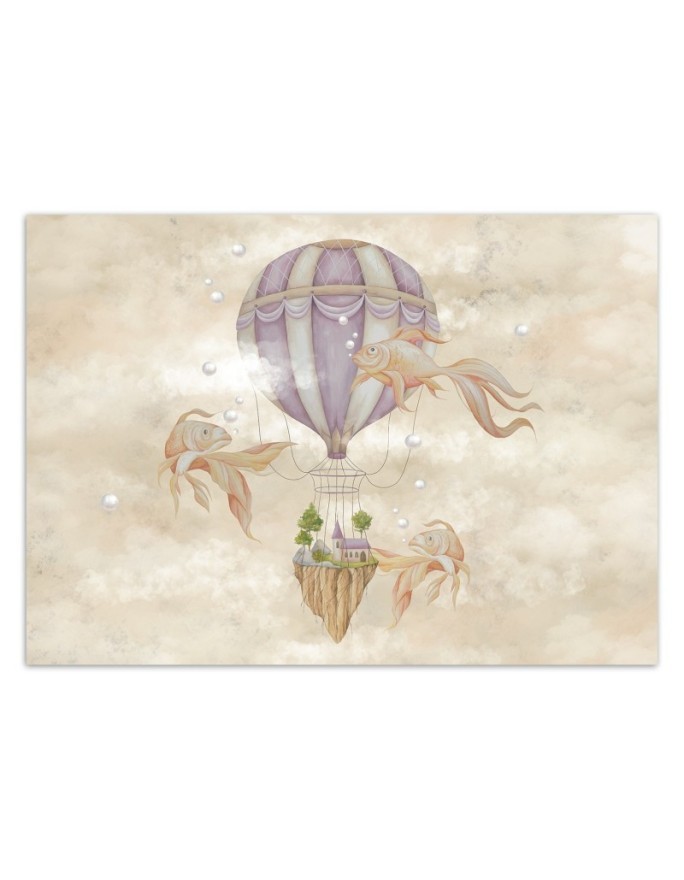 Children's room mural - Balloon fish house | FEEBY